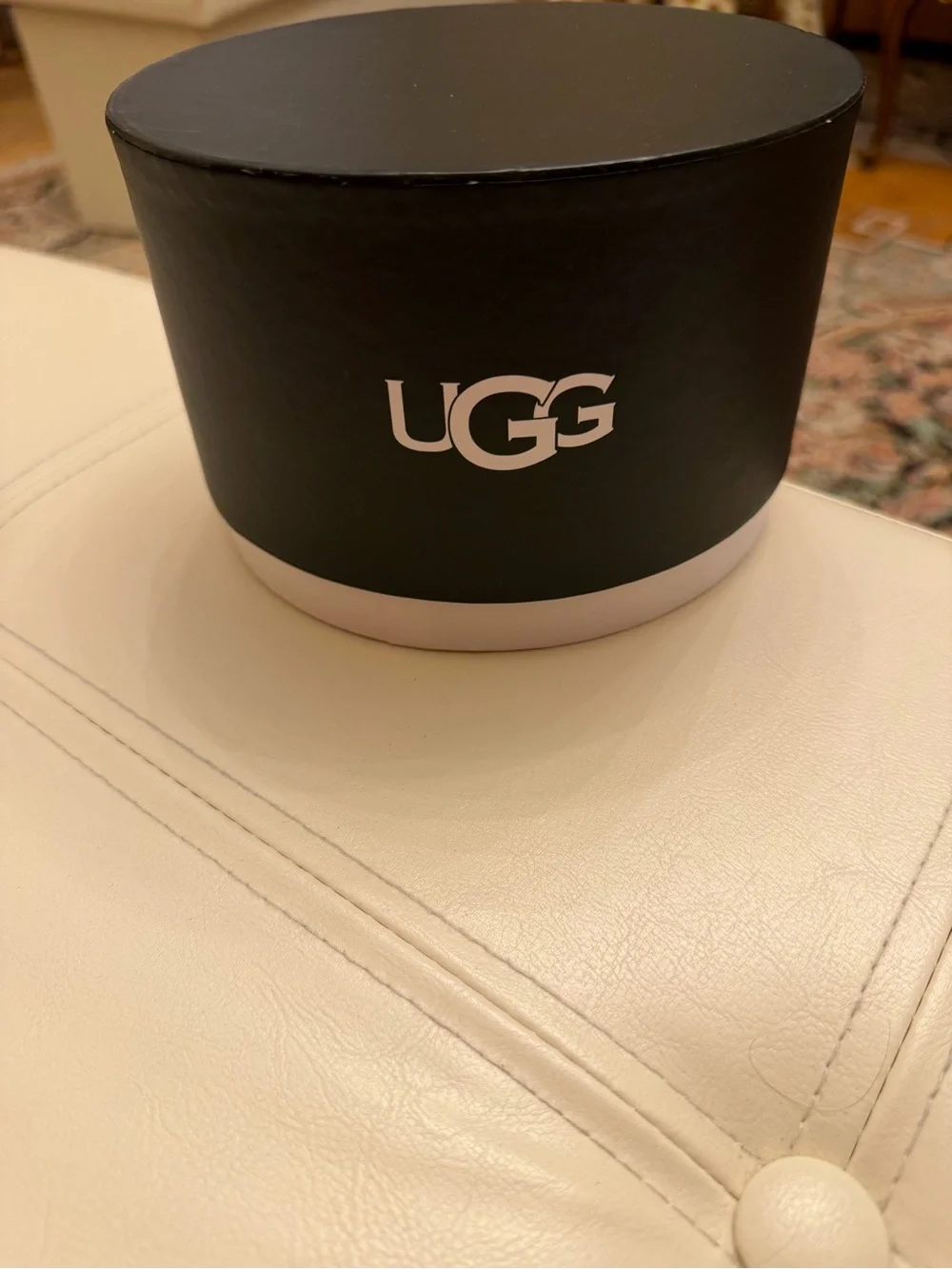 UGG Chestnut and Cream Shearling Boot Cuff with Woven Trim